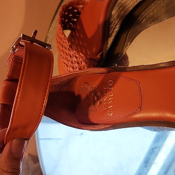 Vince Camuto Rustic Orange Leather Espadrilles Sandals - Picture 7 of 7